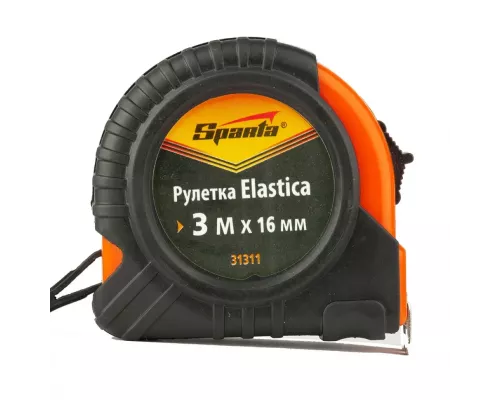 Рулетка Elastica,3 м х 16 мм,обрезиненный корпус Sparta