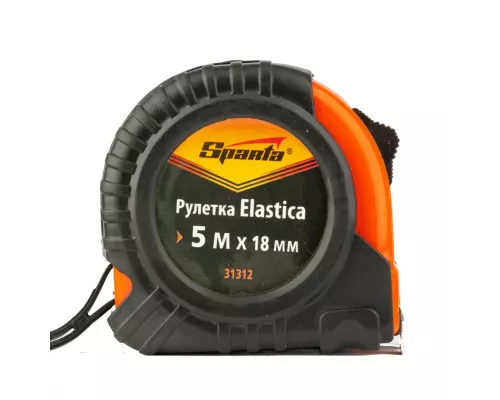 Рулетка Elastica,5 м х 18 мм,обрезиненный корпус Sparta