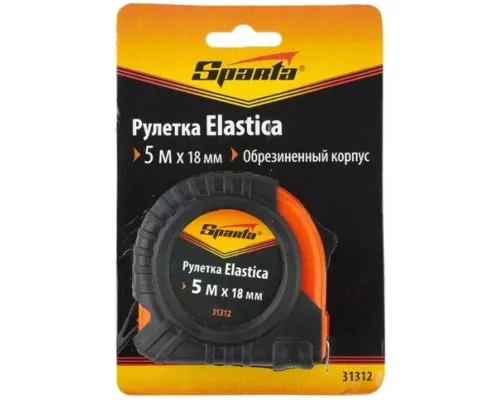 Рулетка Elastica,5 м х 18 мм,обрезиненный корпус Sparta