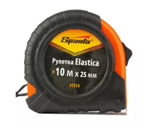 Рулетка Elastica,10 м х 25 мм,обрезиненный корпус Sparta