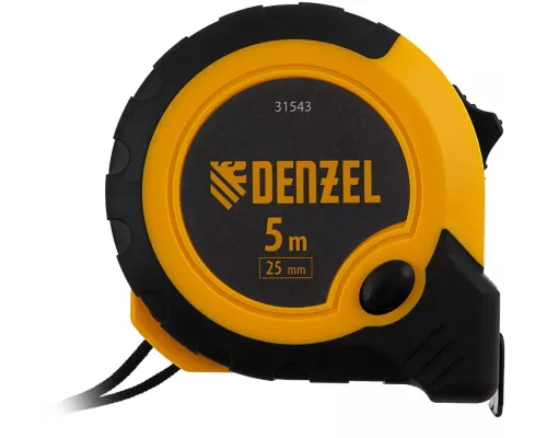 Рулетка 5м х 25мм, двухкомп. корпус, кнопка-пауза// Denzel