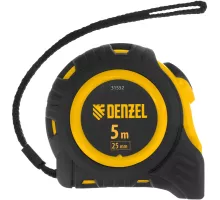 Рулетка 5м х 25мм, обрезиненный корпус, автоматическая фиксация Denzel