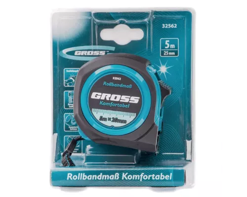 Рулетка Komfortabel 5 м х 25 мм,обрезиненный корпус Gross Рулетка Komfortabel 5 м х 25 мм,обрезиненный корпус Gross