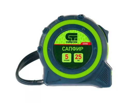 Рулетка Сапфир,двухкомпонентный корпус,5 м х 25 мм Сибртех Рулетка Сапфир,двухкомпонентный корпус,5 м х 25 мм Сибртех