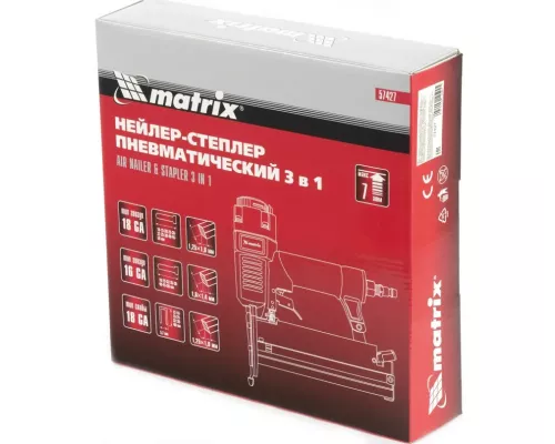 Нейлер-степлер пневматический 3 в 1, с регулировкой глубины забивания, гвозди 18GA, гвозди 16GA, скобы 18 GA Matrix