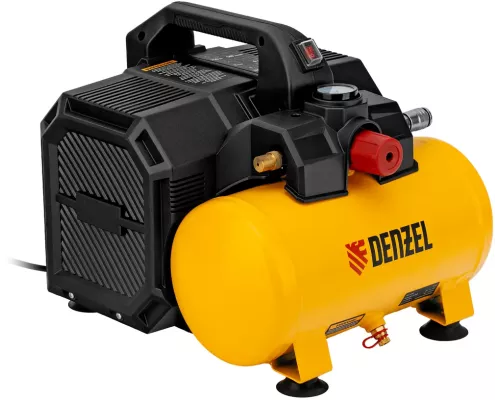 Компрессор DLS750/6 безмасляный малошумный 750 Вт, 140 л/мин,ресивер 6 л Denzel Компрессор DLS750/6 безмасляный малошумный 750 Вт, 140 л/мин,ресивер 6 л Denzel