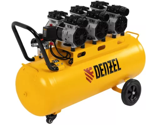 Компрессор безмасляный, малошумный DLS 1800/100,1800 Вт, 3x600, 100 л, 345 л/мин// Denzel Компрессор безмасляный, малошумный DLS 1800/100,1800 Вт, 3x600, 100 л, 345 л/мин// Denzel
