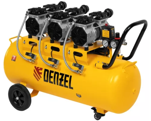 Компрессор безмасляный, малошумный DLS 1800/100,1800 Вт, 3x600, 100 л, 345 л/мин// Denzel Компрессор безмасляный, малошумный DLS 1800/100,1800 Вт, 3x600, 100 л, 345 л/мин// Denzel