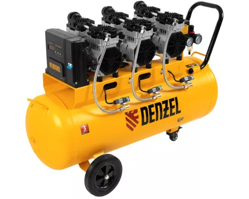 Компрессор безмасляный, малошумный DLS 2250/100, 2250 Вт, 3x750, 100 л, 410 л/мин блок управления/ Denzel Компрессор безмасляный, малошумный DLS 2250/100, 2250 Вт, 3x750, 100 л, 410 л/мин блок управления/ Denzel