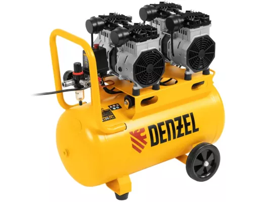 Компрессор безмасляный, малошумный DLS 2200/50, 2200 Вт, 2x1100, 50 л, 380 л/мин// Denzel Компрессор безмасляный, малошумный DLS 2200/50, 2200 Вт, 2x1100, 50 л, 380 л/мин// Denzel