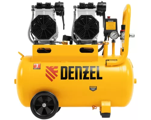 Компрессор безмасляный, малошумный DLS 2200/50, 2200 Вт, 2x1100, 50 л, 380 л/мин// Denzel Компрессор безмасляный, малошумный DLS 2200/50, 2200 Вт, 2x1100, 50 л, 380 л/мин// Denzel