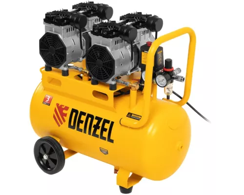 Компрессор безмасляный, малошумный DLS 2200/50, 2200 Вт, 2x1100, 50 л, 380 л/мин// Denzel Компрессор безмасляный, малошумный DLS 2200/50, 2200 Вт, 2x1100, 50 л, 380 л/мин// Denzel