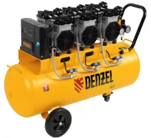 Компрессор безмасляный, малошумный DLS 3300/100, 3300 Вт,3x1100, 100 л, 570 л/мин ,блок управления// Denzel