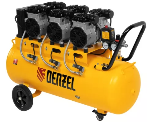 Компрессор безмасляный, малошумный DLS 3300/100, 3300 Вт,3x1100, 100 л, 570 л/мин ,блок управления// Denzel Компрессор безмасляный, малошумный DLS 3300/100, 3300 Вт,3x1100, 100 л, 570 л/мин ,блок управления// Denzel