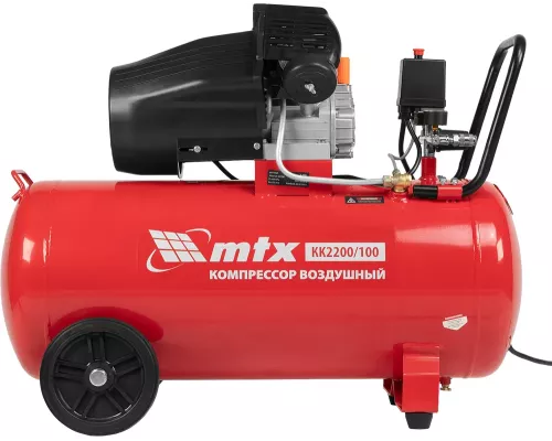 Компрессор воздушный КК-2200/100, 2,2 кВт, 350 л/мин, 100 л, прямой привод, масляный MTX Компрессор воздушный КК-2200/100, 2,2 кВт, 350 л/мин, 100 л, прямой привод, масляный MTX