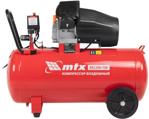 Компрессор воздушный КК-2200/100, 2,2 кВт, 350 л/мин, 100 л, прямой привод, масляный MTX Компрессор воздушный КК-2200/100, 2,2 кВт, 350 л/мин, 100 л, прямой привод, масляный MTX
