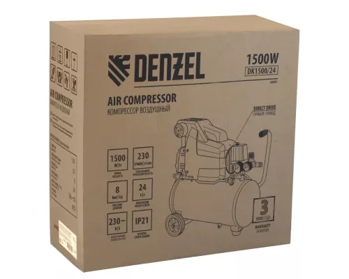 Компрессор воздушный DK1500/24, Х-PRO 1.5 кВт, 230 л/мин, 24 л Denzel Компрессор воздушный DK1500/24, Х-PRO 1.5 кВт, 230 л/мин, 24 л Denzel