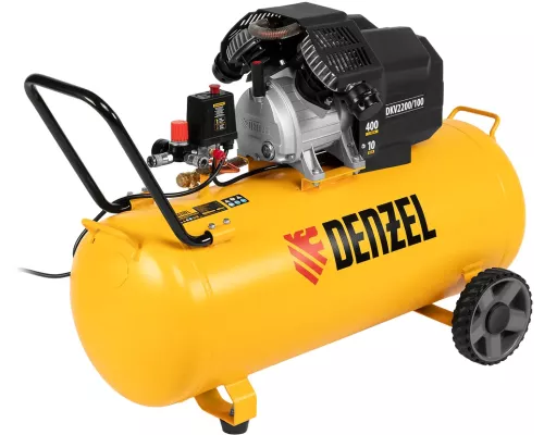Компрессор воздушный DKV2200/100, Х-PRO 2.2 кВт, 400 л/мин, 100л Denzel