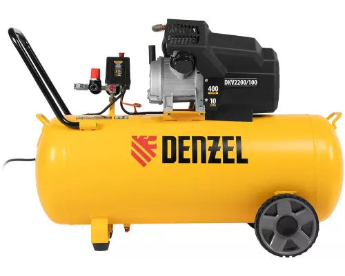 Компрессор воздушный DKV2200/100, Х-PRO 2.2 кВт, 400 л/мин, 100л Denzel