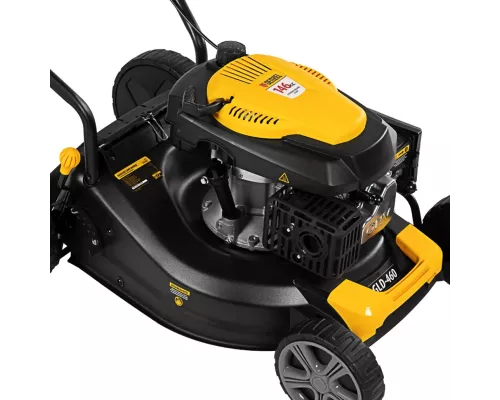 Газонокосилка бензиновая GLD-460, 146 куб.см, ширина 46 см, ручная, 7 уровней, травосборник 50 л Denzel