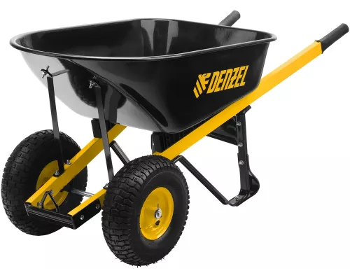 Тачка строительная, усиленная, объем 140 л, 250 кг, двухколесная, колесо 15х6.00-6// Denzel