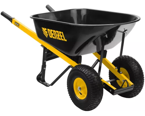 Тачка строительная, усиленная, объем 140 л, 250 кг, двухколесная, колесо 15х6.00-6// Denzel