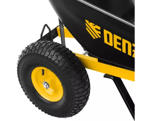Тачка строительная, усиленная, объем 140 л, 250 кг, двухколесная, колесо 15х6.00-6// Denzel