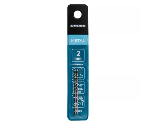 Сверло спиральное по металлу, 2 мм, HSS, 338 W, 2 шт Gross