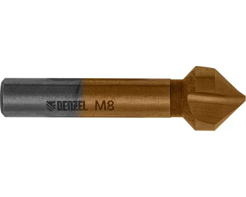 Зенковка конусная под М8, HSS, по металлу, цилиндрический хвостовик// Denzel Зенковка конусная под М8, HSS, по металлу, цилиндрический хвостовик// Denzel