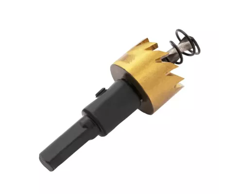 Коронка по металлу HSS, 21 мм, нитридтитановое покрытие Denzel Коронка по металлу HSS, 21 мм, нитридтитановое покрытие Denzel