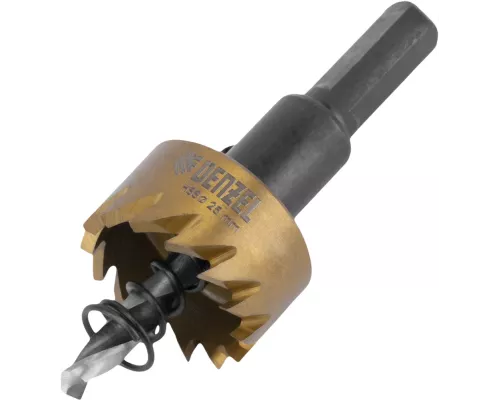 Коронка по металлу HSS, 25 мм, нитридтитановое покрытие Denzel Коронка по металлу HSS, 25 мм, нитридтитановое покрытие Denzel