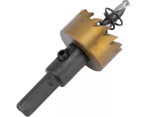 Коронка по металлу HSS, 25 мм, нитридтитановое покрытие Denzel Коронка по металлу HSS, 25 мм, нитридтитановое покрытие Denzel