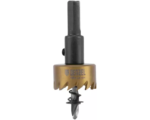 Коронка по металлу HSS, 25 мм, нитридтитановое покрытие Denzel Коронка по металлу HSS, 25 мм, нитридтитановое покрытие Denzel