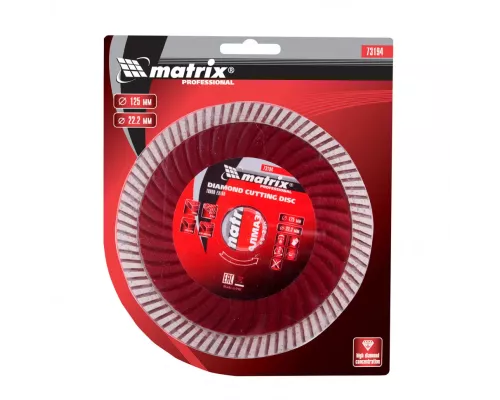 Диск алмазный, отрезной Turbo Extra, 125 х 22.2 мм, сухая резка Matrix Professional Диск алмазный, отрезной Turbo Extra, 125 х 22.2 мм, сухая резка Matrix Professional