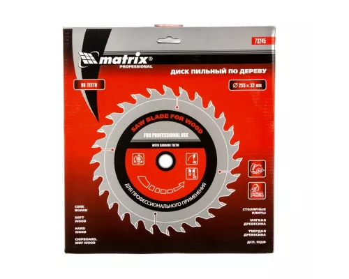 Пильный диск по дереву, 255 х 32 мм, 96 зубьев, кольцо 30/32 Matrix Professional