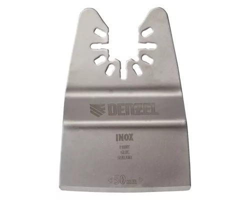 Насадка для МФИ шабер полукруг, Inox, для снятия краски и др., ширина 50 мм, длина общая 74 мм, ступенчатый Denzel Насадка для МФИ шабер полукруг, Inox, для снятия краски и др., ширина 50 мм, длина общая 74 мм, ступенчатый Denzel