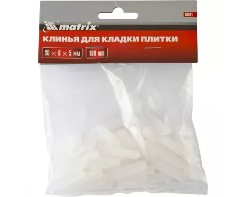 Клинья, 30 х 6 х 5мм, для кладки плитки, 100 шт Matrix Клинья, 30 х 6 х 5мм, для кладки плитки, 100 шт Matrix