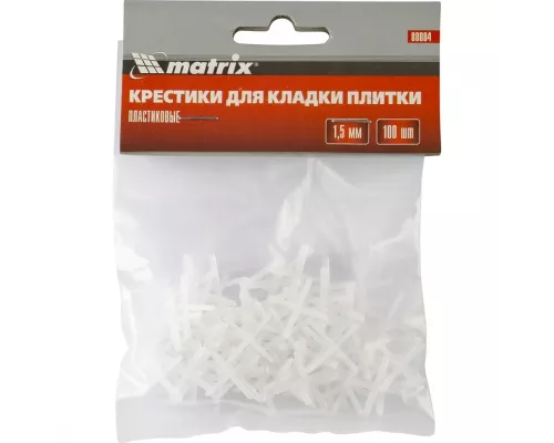 Крестики, 1.5 мм, для кладки плитки, 100 шт Matrix Крестики, 1.5 мм, для кладки плитки, 100 шт Matrix