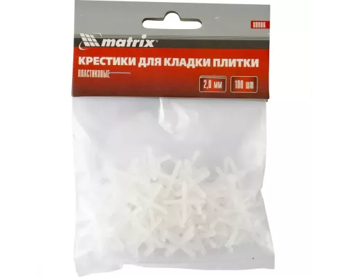 Крестики, 2.0 мм, для кладки плитки, 100 шт Matrix Крестики, 2.0 мм, для кладки плитки, 100 шт Matrix