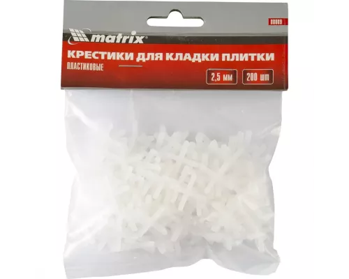 Крестики, 2.5 мм, для кладки плитки, 200 шт Matrix Крестики, 2.5 мм, для кладки плитки, 200 шт Matrix