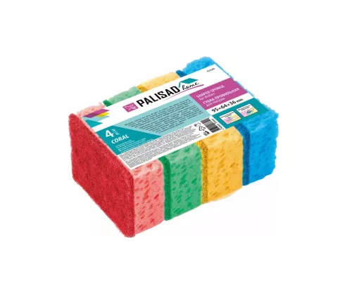 Губки для посуды Coral, 95 x 64 x 36 мм, 4 шт, Home Palisad Губки для посуды Coral, 95 x 64 x 36 мм, 4 шт, Home Palisad
