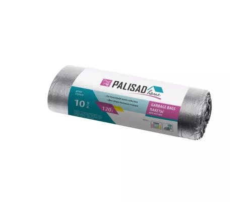 Пакеты для мусора 120 л x 10 шт. серые, Home Palisad Пакеты для мусора 120 л x 10 шт. серые, Home Palisad