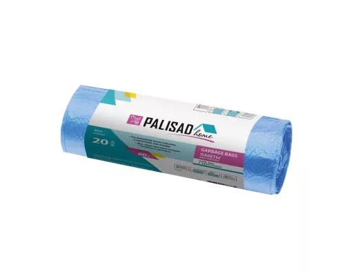 Пакеты для мусора с завязками 60 л x 20 шт., синие, Home Palisad