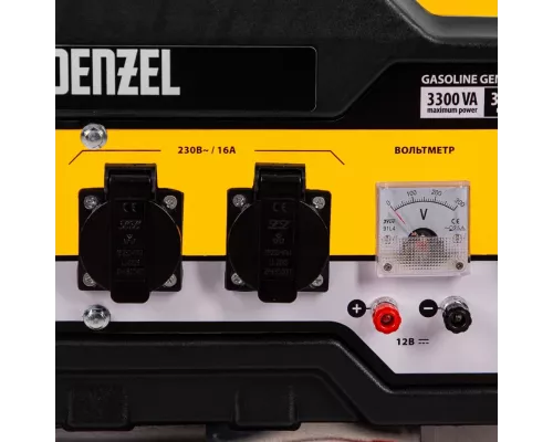 Генератор бензиновый PS-33E, 3.3 кВт, 230В, 15 л, электростартер Denzel Генератор бензиновый PS-33E, 3.3 кВт, 230В, 15 л, электростартер Denzel