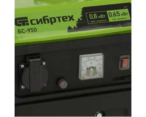 Генератор бензиновый БС-950, 0.8 кВт, 230 В, 2-х тактный, 4 л, ручной стартер Сибртех Генератор бензиновый БС-950, 0.8 кВт, 230 В, 2-х тактный, 4 л, ручной стартер Сибртех