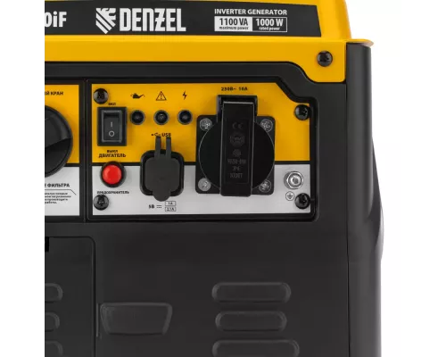 Генератор инверторный GS-1100iF, 1,1 кВт, 230 В, ручной старт DENZEL Генератор инверторный GS-1100iF, 1,1 кВт, 230 В, ручной старт DENZEL