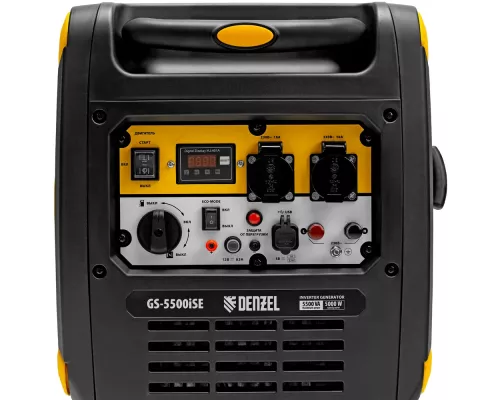 Генератор инверторный GS-5500iSE, 5,5 кВт, 230 В, закрытый корпус,электростартер Denzel Генератор инверторный GS-5500iSE, 5,5 кВт, 230 В, закрытый корпус,электростартер Denzel