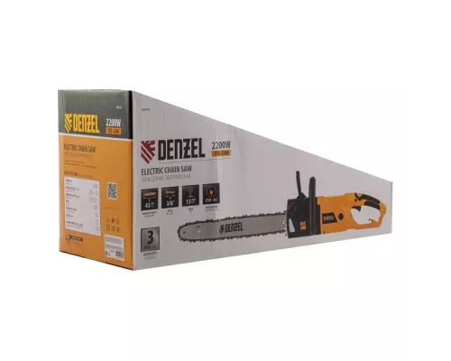 Пила цепная электрическая EDS-2200, 2.2 кВт,продольная, шина 45 см, шаг 3/8, паз 1.3 мм, 62 звена Denzel Пила цепная электрическая EDS-2200, 2.2 кВт,продольная, шина 45 см, шаг 3/8, паз 1.3 мм, 62 звена Denzel