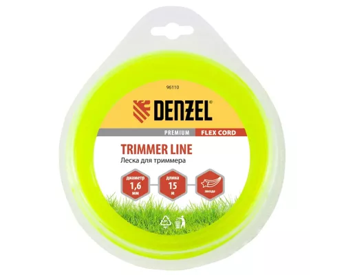 Леска для триммера, звезда 1.6 мм х 15 м, блистер Flex cord Denzel