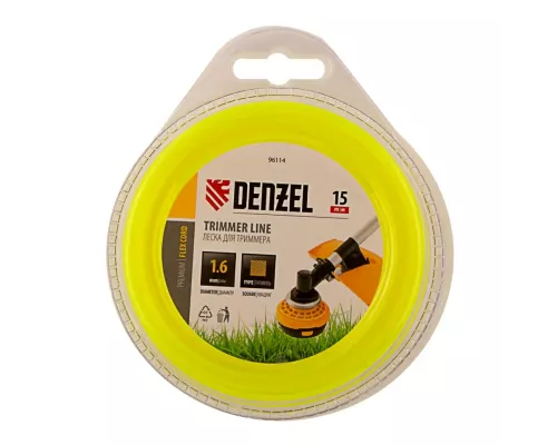 Леска для триммера квадрат 1.6 мм х 15 м, блистер Flex cord Denzel